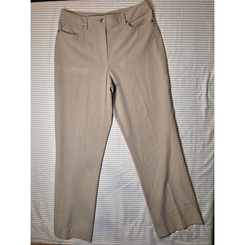 1237 Rafaella Womens Beige Straight Leg Stretch Dress Pants Size 10 Tan RN 95615